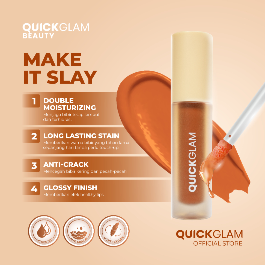 Jual Quickglam Lip Tint | Glossy Finish| Pigmented| Ombre Lips| Long ...