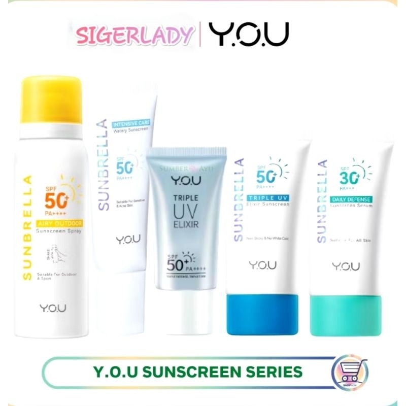 Jual YOU Sunbrella Sunscreen Gel SPF 50+ PA++++ [UVA UVB Blue Light ...