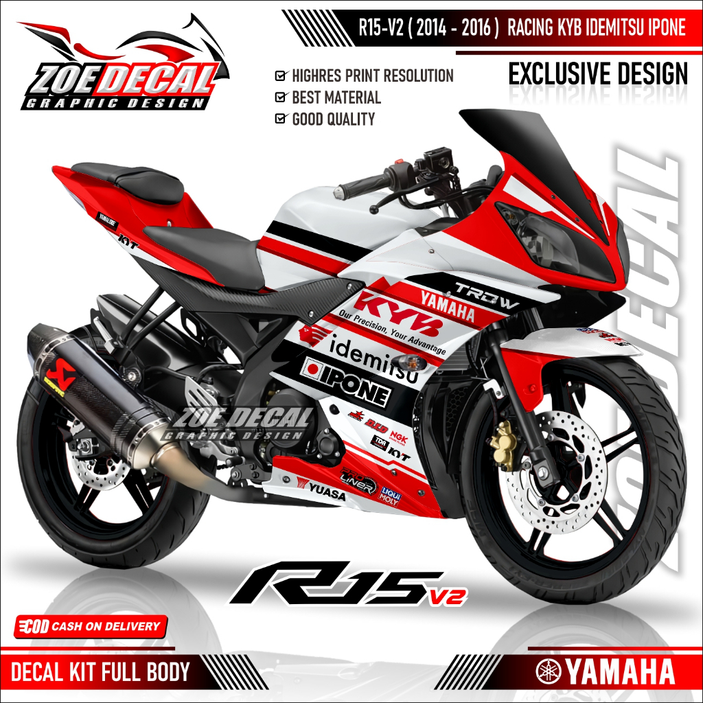 Jual Terbaru Decal Full Body Yamaha r15 v2 Livery KYB_IDEMITSU_IPONE ...