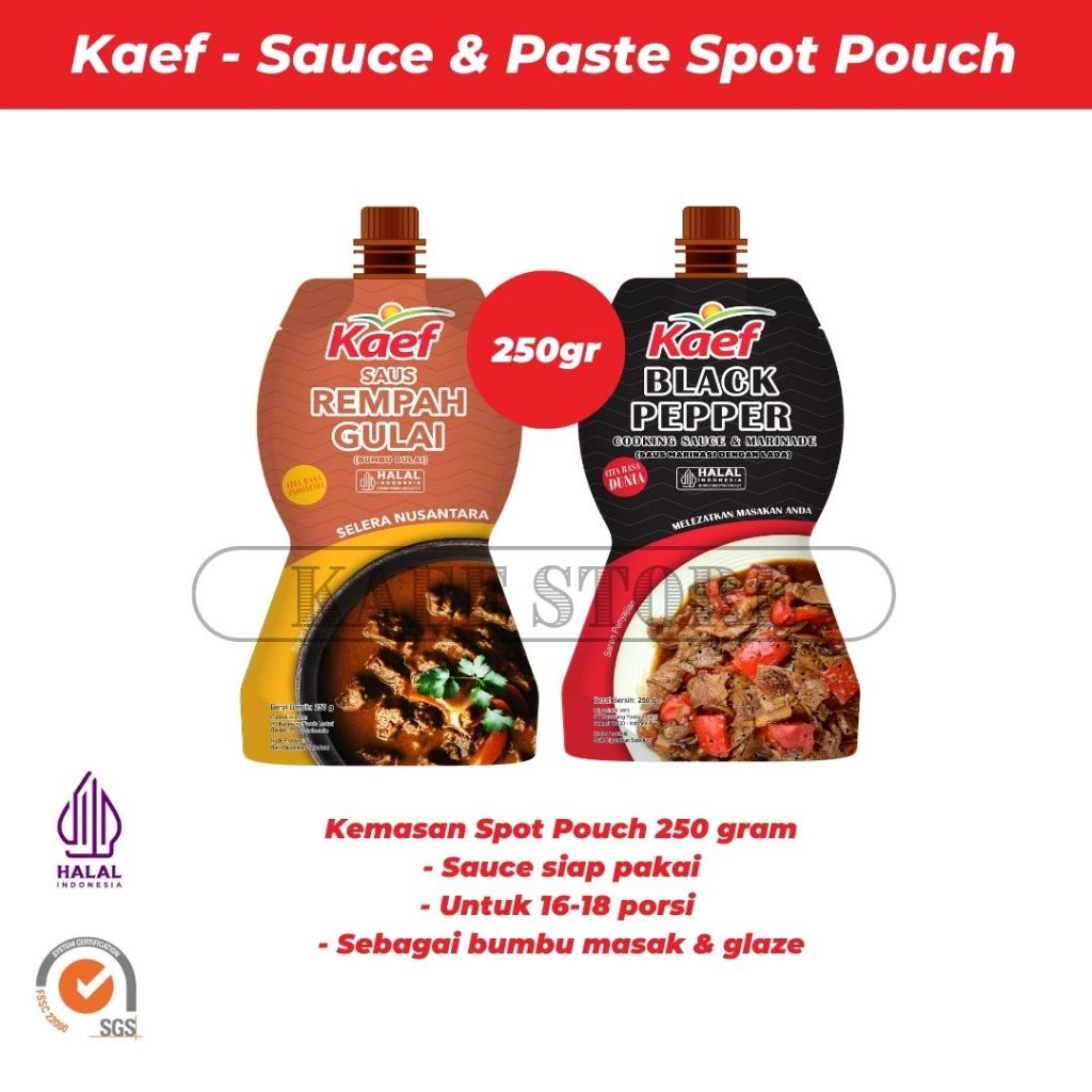 Jual Kaef Saus & Pasta Spot Pouch 250 gram | Kaef Blackpepper 250 gram ...
