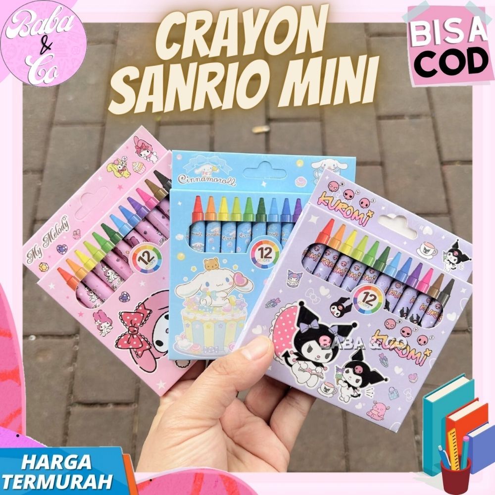 Jual CRAYON SANRIO MINI 1 SET 12 KRAYON MEWARNAI SANRIO MINI LUCU UNIK ...