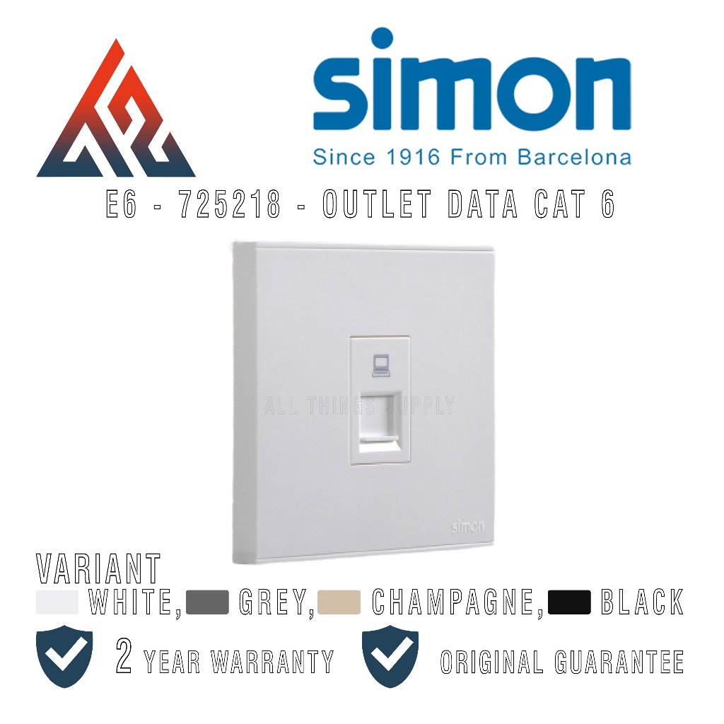 Jual Simon E6 Stop Kontak Single Socket Data Cat 6 Outlet 725218