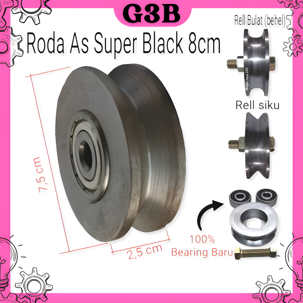 Jual Roda bubut super black 8cm diameter 7,5 cm tanpa casing roda besi ...