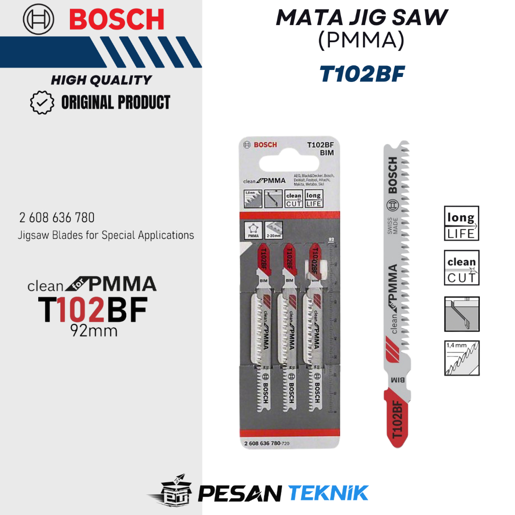 Jual Mata Jigsaw Gergaji AKRILIK PMMA Clean for Acrylic PMMA BOSCH ...