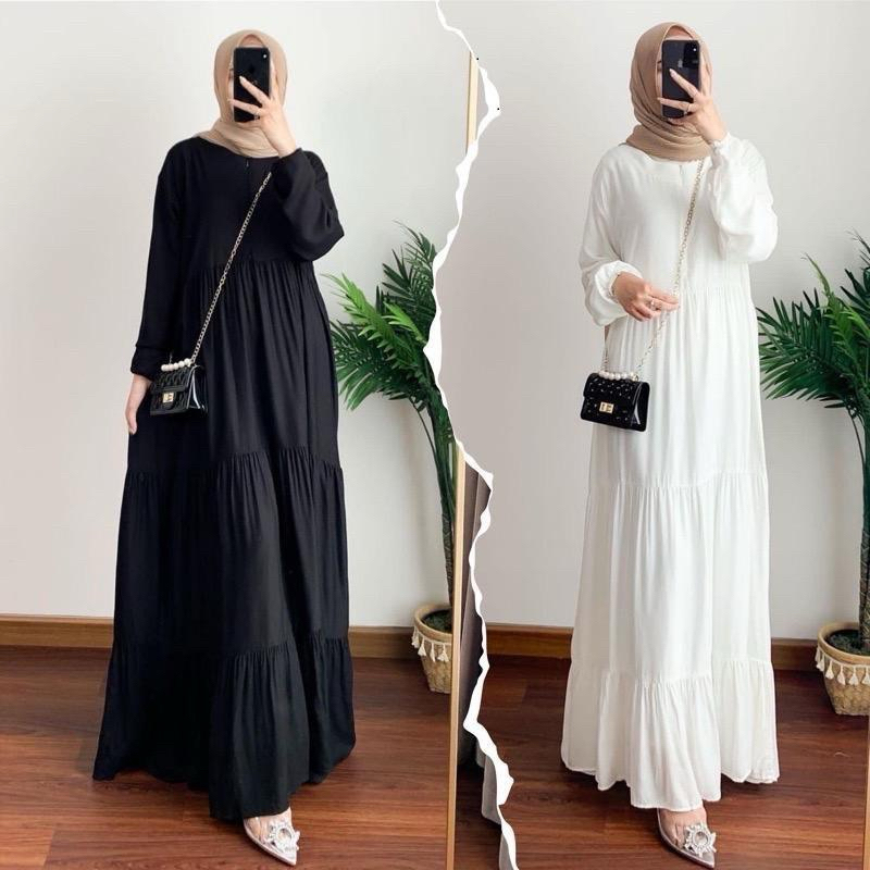 HOMEY DRESS RAYON PREMIUM/gamis rayon premium/gamis rayon polos tali samping/COD