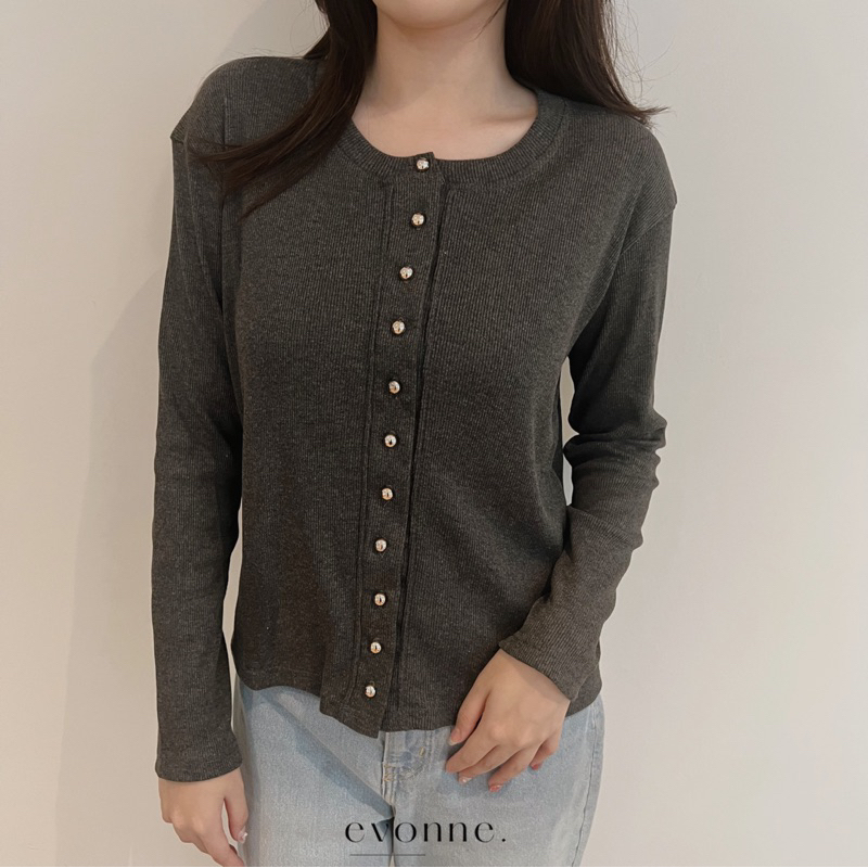 EVONNE JiWonTop - Atasan Wanita Long Sleeve - Baju Lengan Panjang Wanita Knit Top Blouse