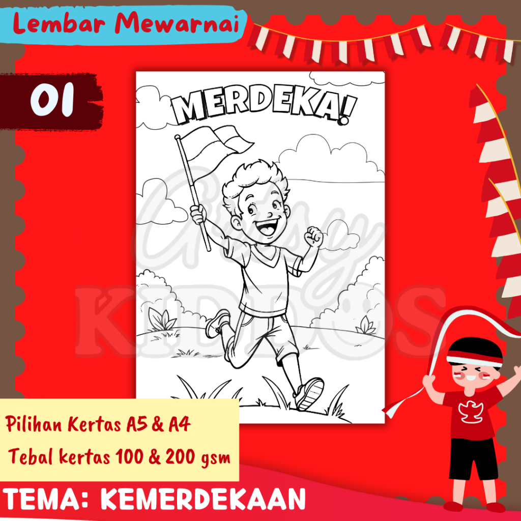 Jual 10 Kertas Mewarnai / Coloring / Kertas Gambar / Tema Kemerdekaan ...