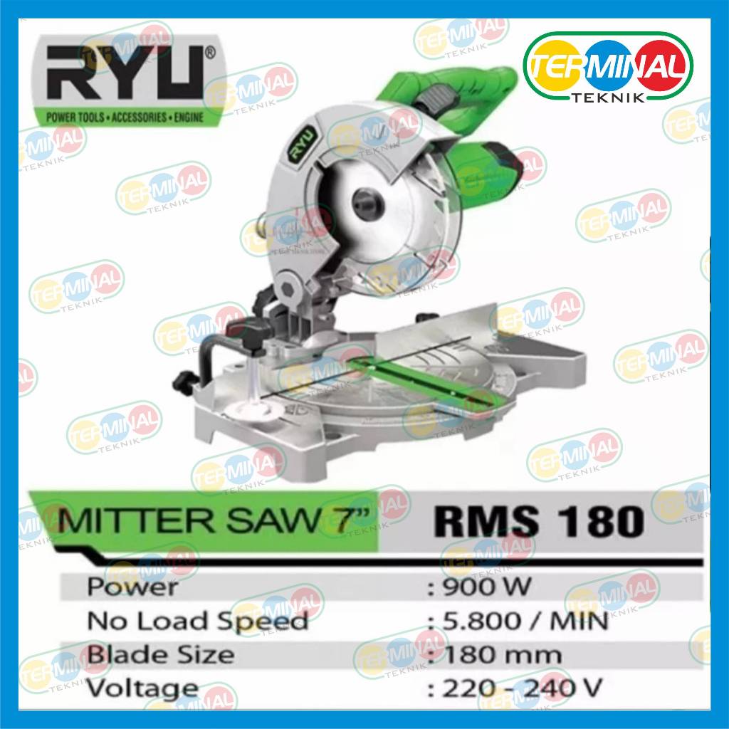Jual Miter Saw RYU RMS 180 Mesin Potong Alumunium 7inch | Shopee Indonesia