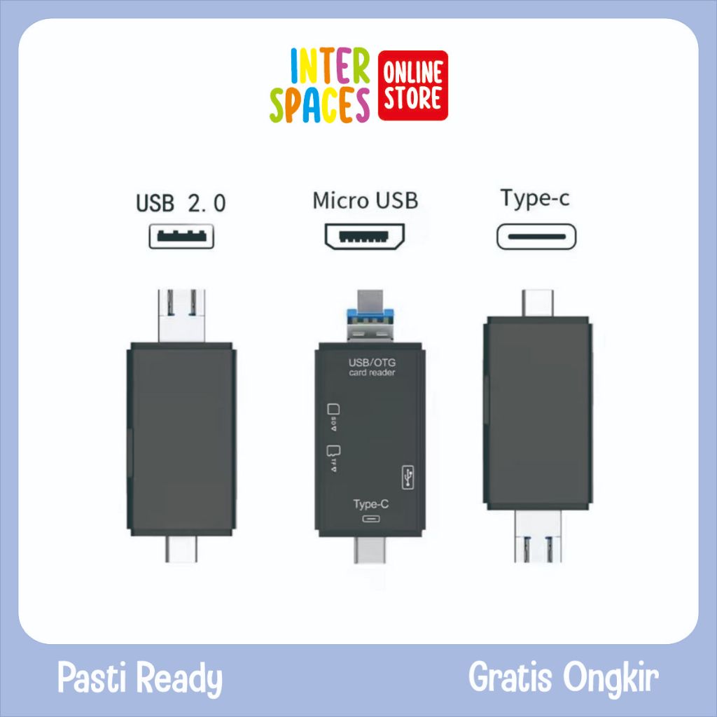 Jual Memory Card Reader OTG 2 in 1 Multifungsi USB Type-A Micro USB ...