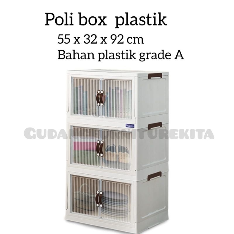 Jual Polibox plastik/container box lipat / laci drawer plastik tingkat ...