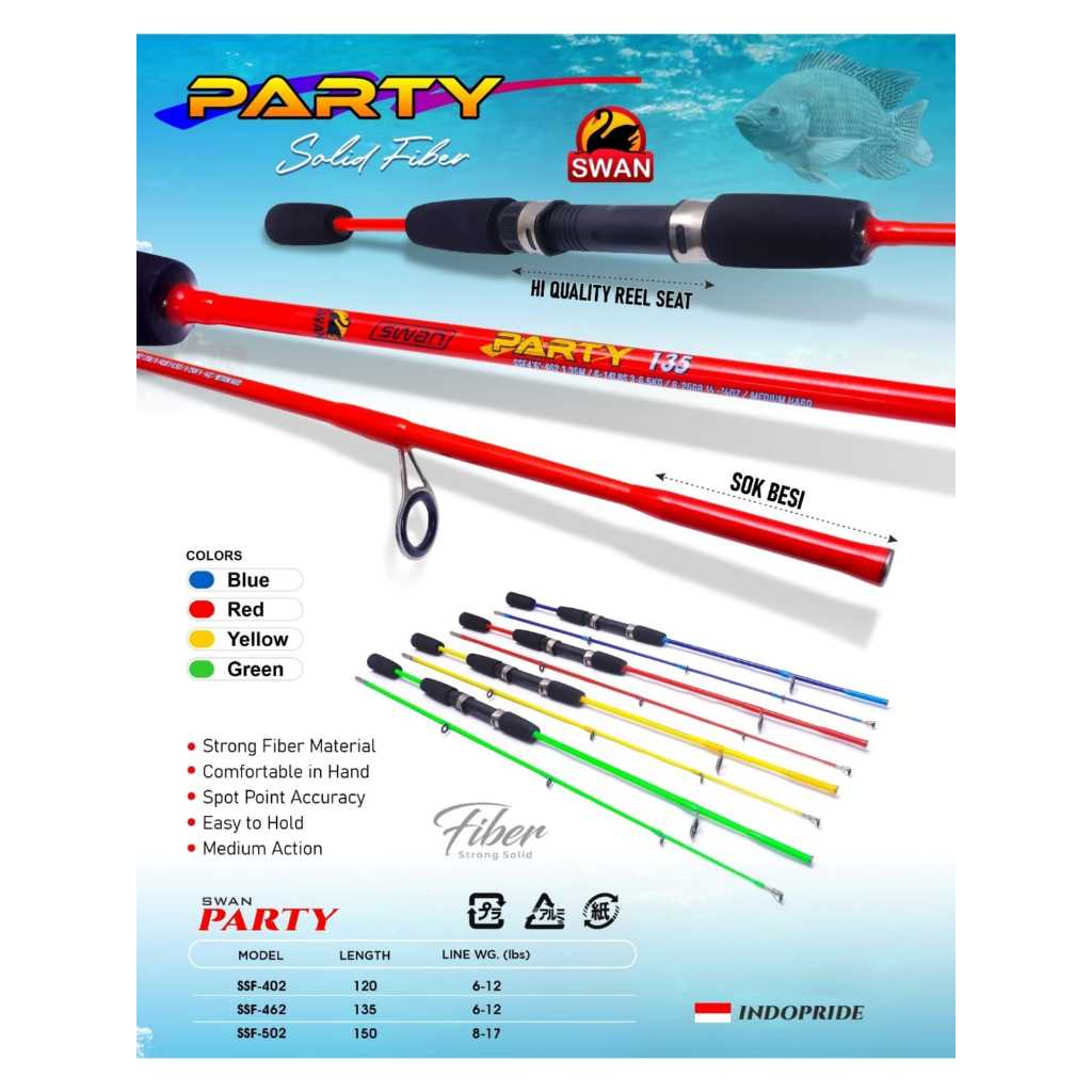 Jual Joran Swan, Joran Pancing Fiber Solid Swan SB2 Party 1,2m 1,35m ...