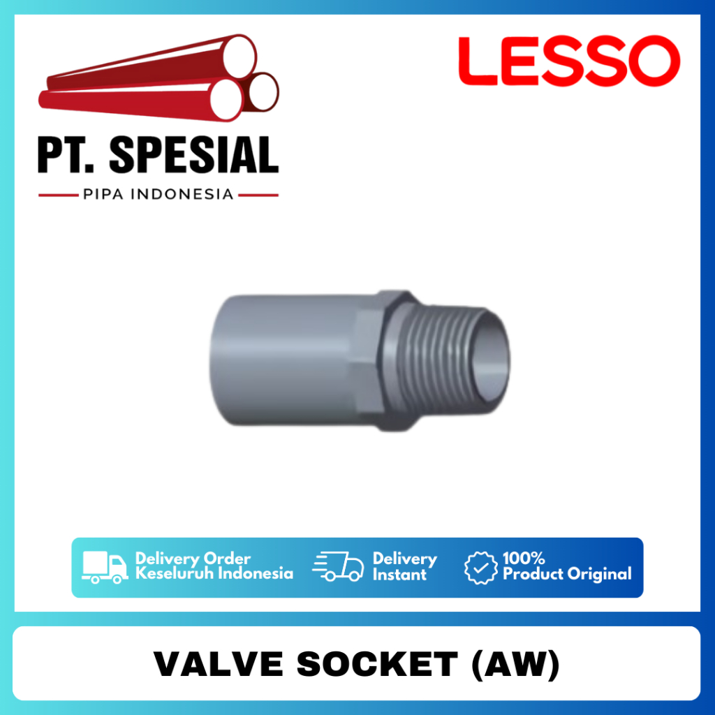Jual Sock Drat Luar PVC AW Lesso 2 Inch / SDL PVC Lesso / Valve Socket ...