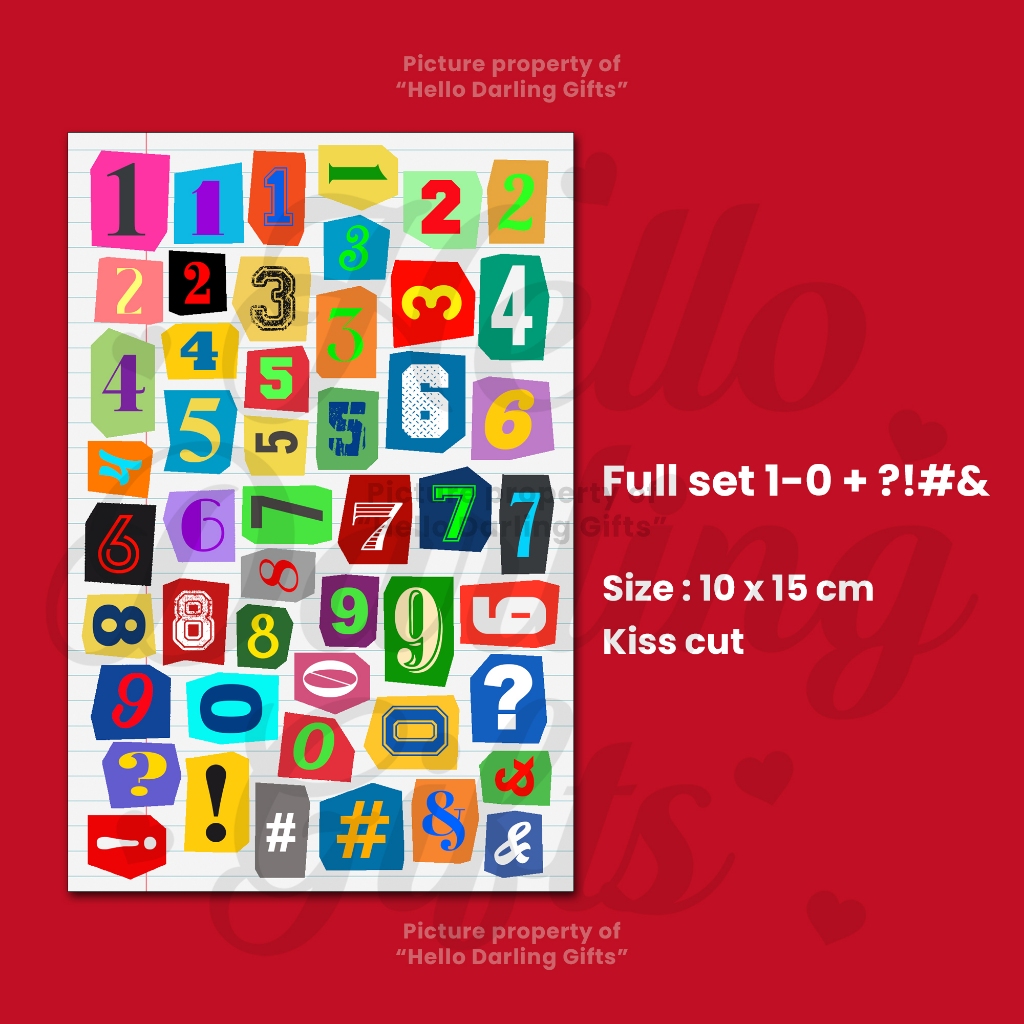 Jual Sticker Angka Ransom Note Cut Out Magazine Style. Sticker Numbers ...