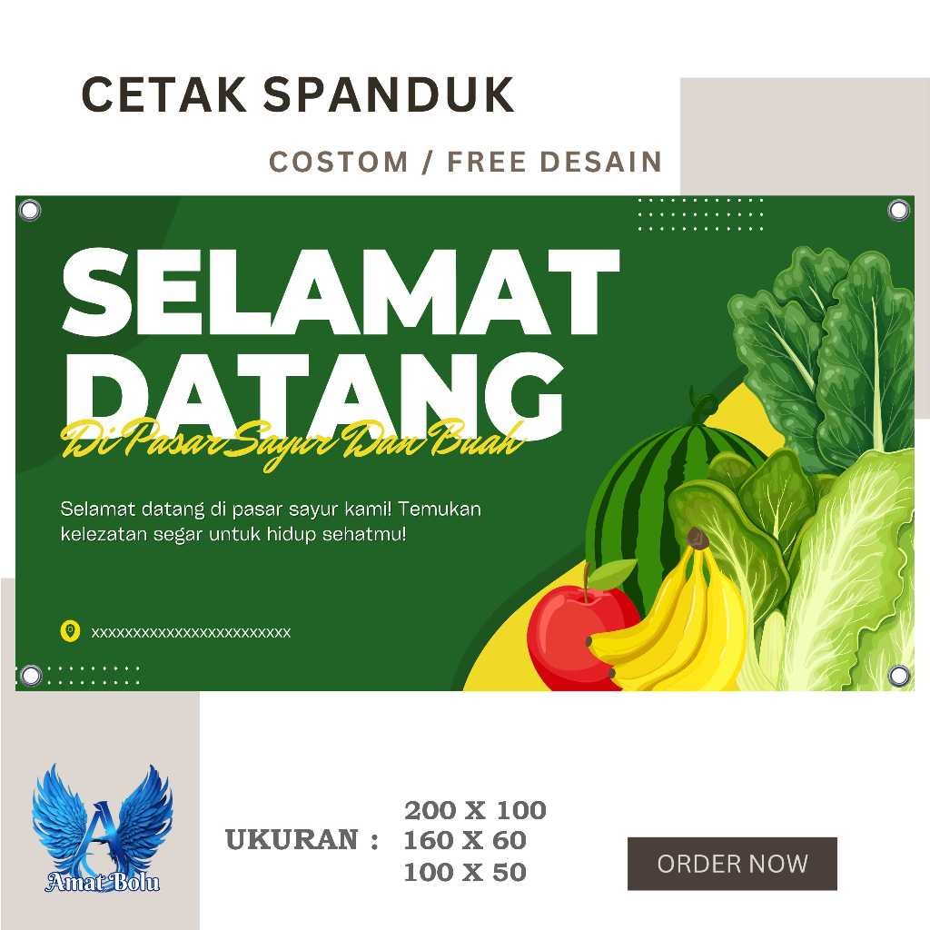 Jual SPANDUK BANNER SELAMAT DATANG DI PASAR SAYUR BISA REQUEST | Shopee ...