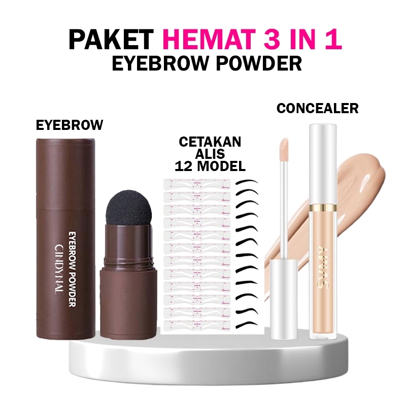 Jual Paket murah Alis 3 in 1 lengkap Eyebrow Powder Stamp Cetakan Alis ...