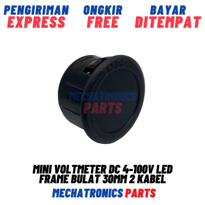 Jual Mini Voltmeter DC 4-100V LED Merah Biru Hijau Frame Bulat 30mm 2 ...