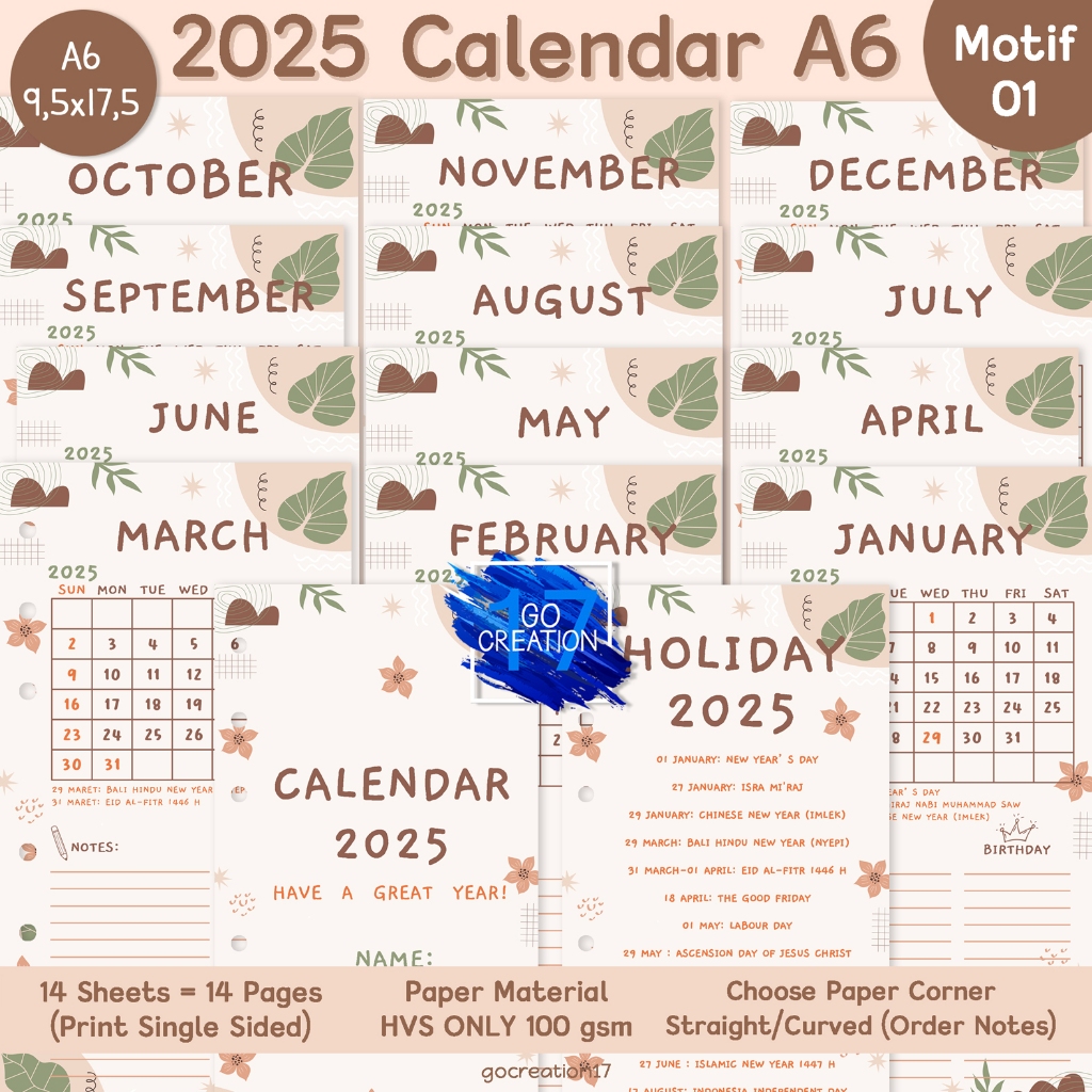 Jual Buku Planner Kertas Refill Binder Kalender 2025 2024 Calendar