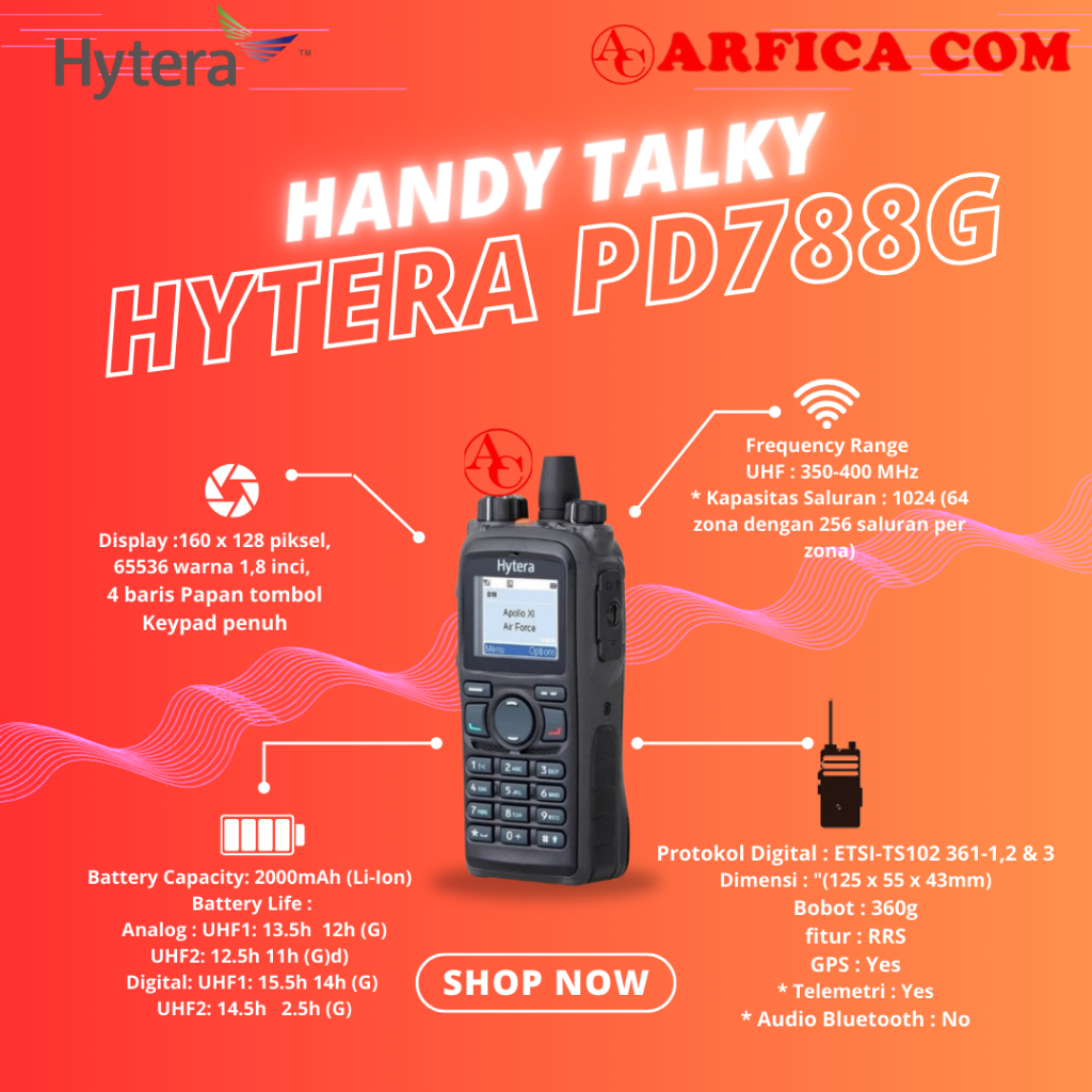 Jual HT HYTERA PD788G PD 788G UHF 350 Mhz DMR IP67 GPS ORIGINAL ...