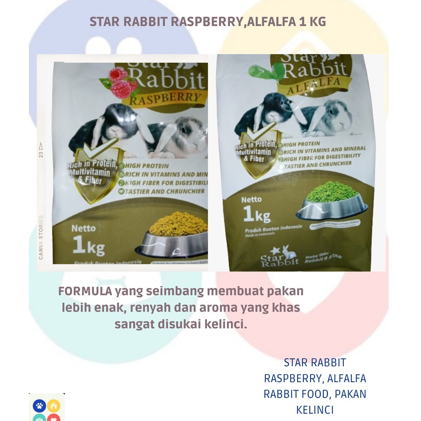 Jual Pelet kelinci STAR RABBIT 1 KG RASPBERRY ALFALFA Premium sekelas ...