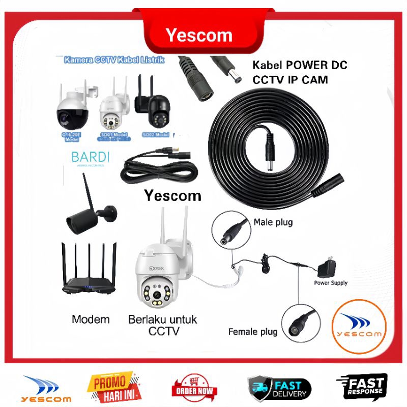 Jual KABEL POWER DC CCTV IP CAMERA BARDI/DLL - 3 METER | Shopee Indonesia