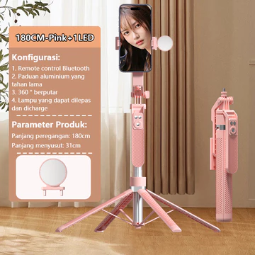 Tech Tongsis Tripod Bluetooth 180CM Paduan Aluminium Selfie Stick 4 Leg Stand Remote Tripod HP