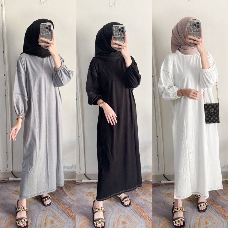 Jual Siena Overdeck Midi Dres Busui Wanita Kekinian bahan kaos Combed ...