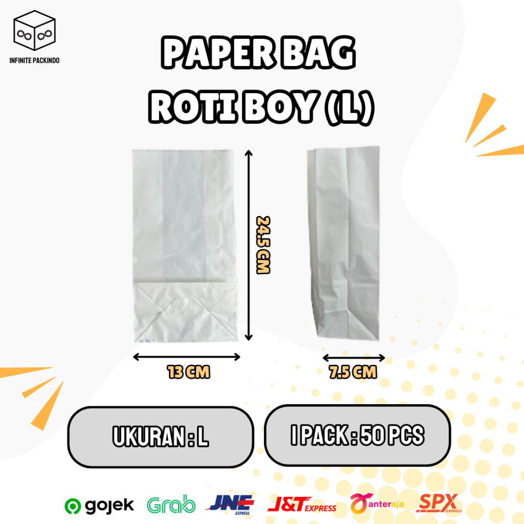 Jual (ISI 50 PCS) Paper Bag Roti Boy / Kantong Kertas Roti / Paper Bag ...