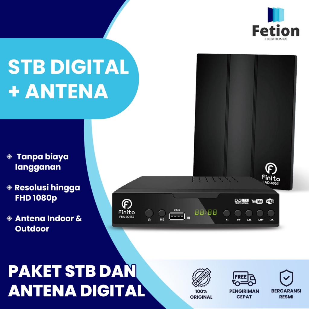 PAKET LENGKAP Set Top Box Finito + Antena Indoor Outdoor FAD.600Z GRATIS Kabel Antena 10 Meter