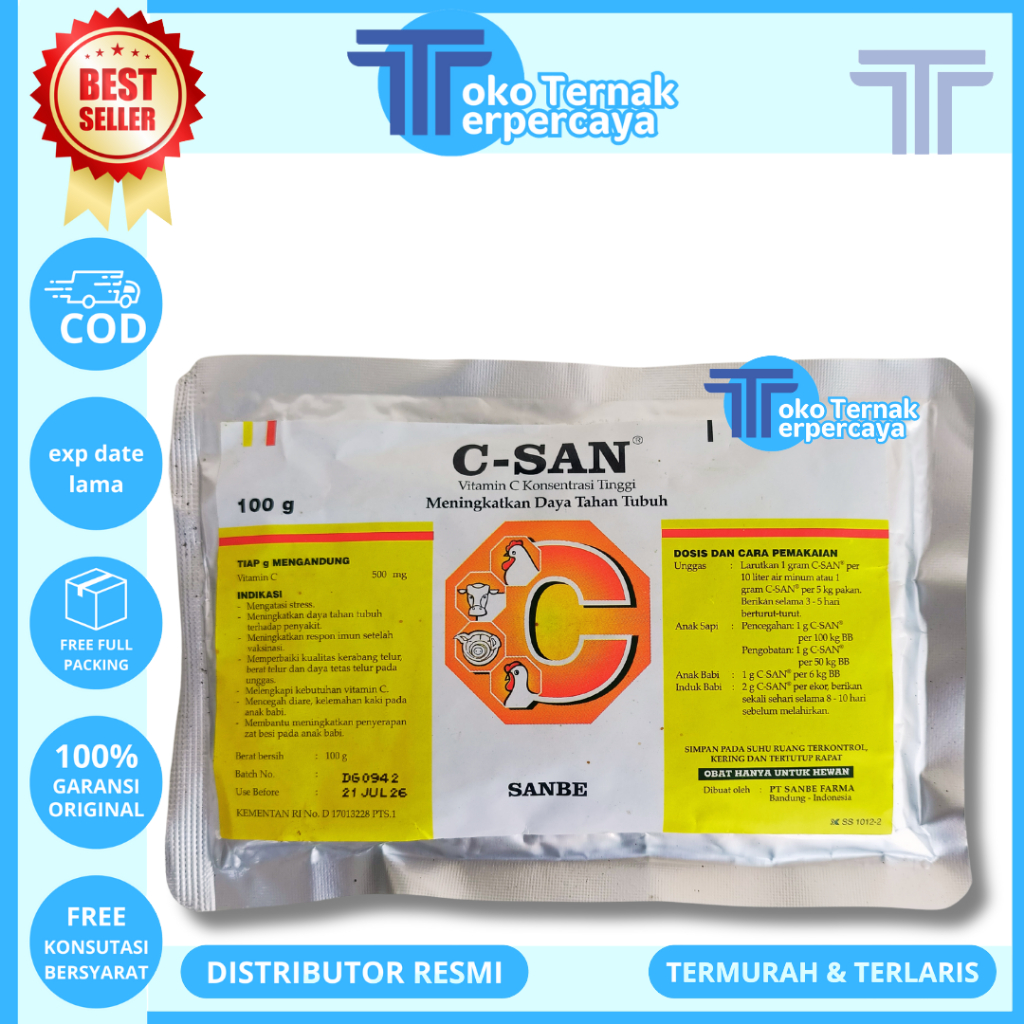 Jual C-SAN 100 GRAM SANBE - CSAN Vitamin C Dosis Tinggi untuk Ayam Sapi ...