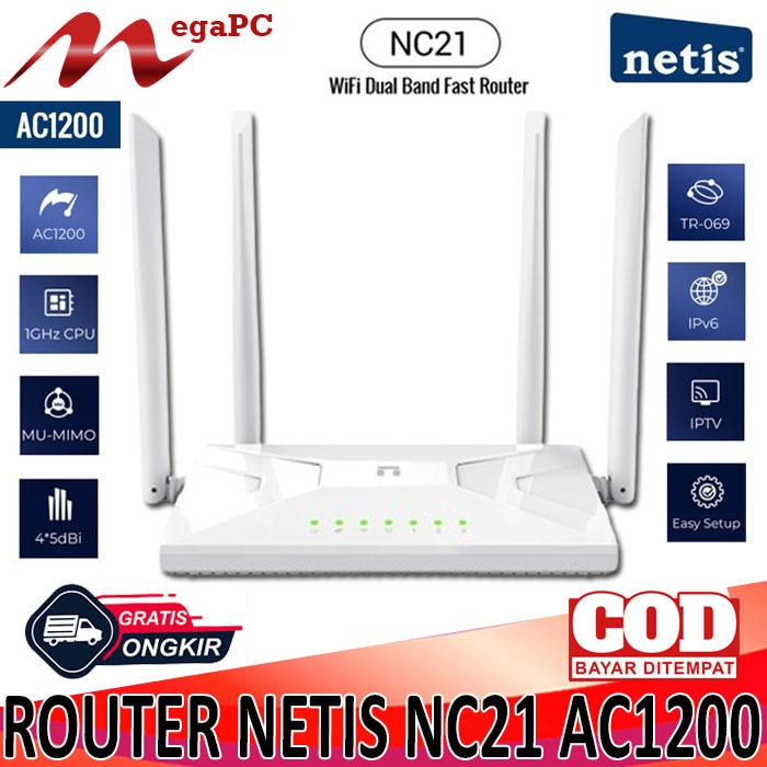 Jual Router Netis NC21 AC1200 Dual Band Wireless Router NC 21 Indonesia