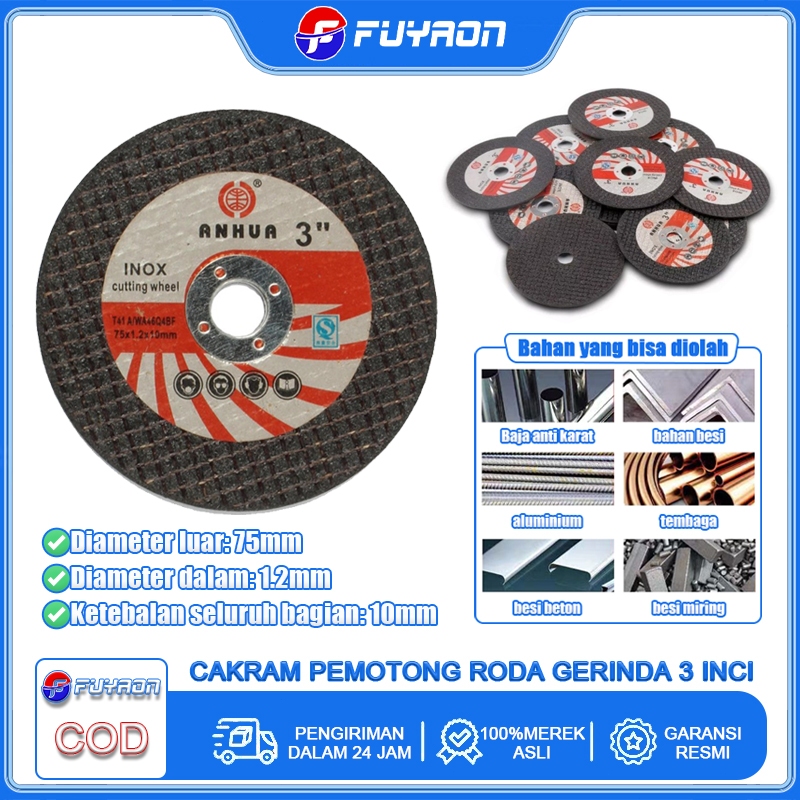Jual FUYAON【COD】Roda Pemotong Mini Roda Gerinda 3 Inci 75X1.2X10Mm ...