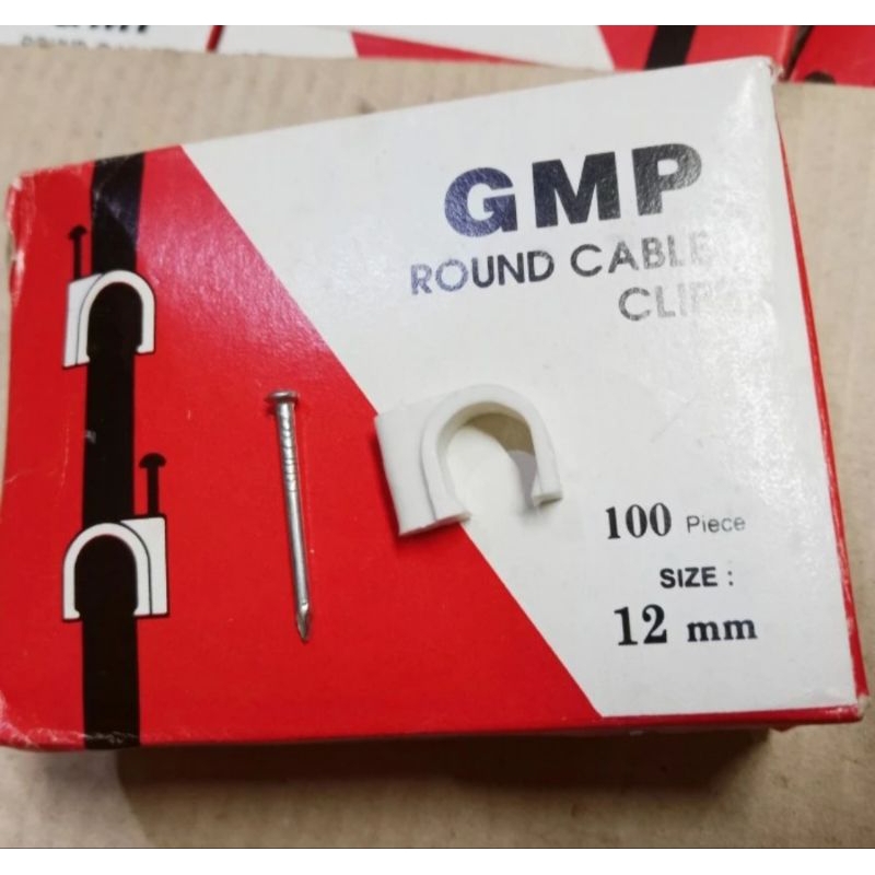 Jual GMP Klem Round Cable Clip 100pcs/Ukuran 12 mm + Paku Beton ...