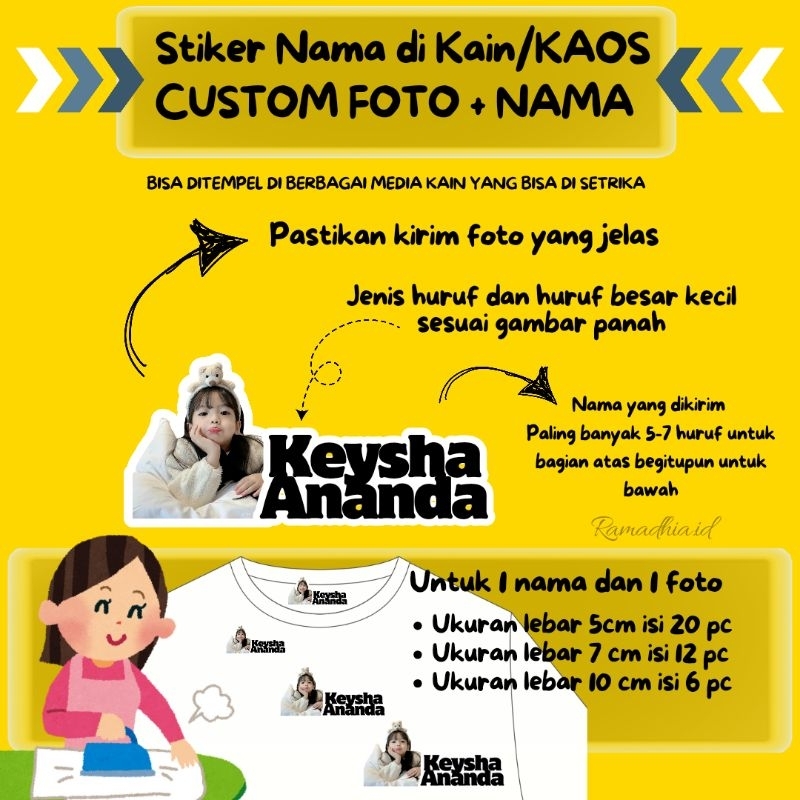 Jual Sticker Nama Label Sablon Kain/ Kaos Sablon Setrika isi 50 pcs ...