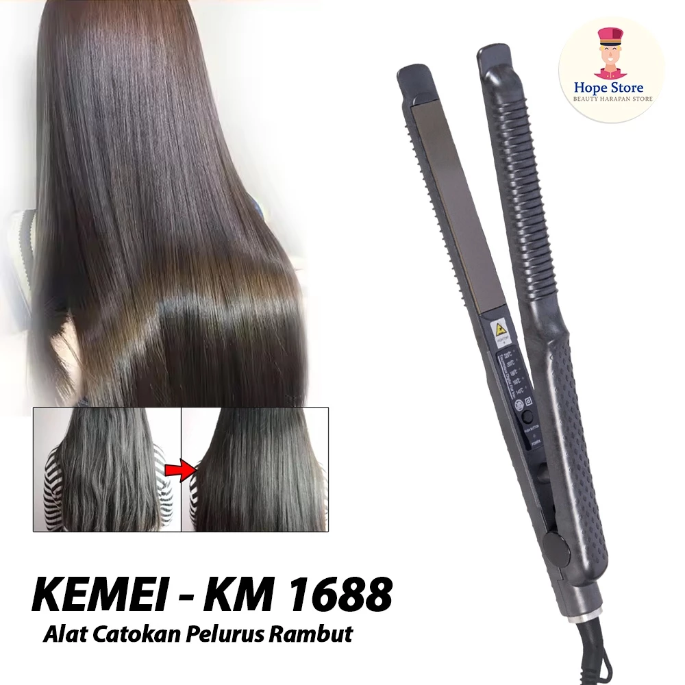 Kemei 1688 Catokan Rambut Alat Catok Meluruskan Keriting dan Blow Rambut Daya Rendah | AutoStock