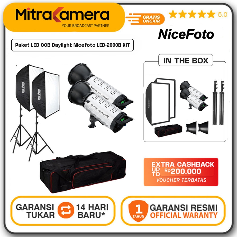 Jual Paket LED COB Daylight Nicefoto LED-2000B KIT | Shopee Indonesia