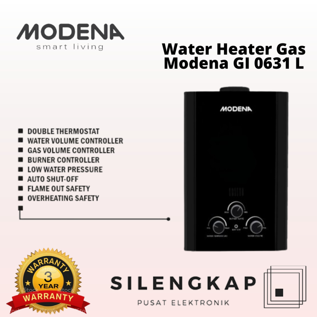 Jual MODENA Tankless Gas Instant - GI 0631 L / Pemanas Air Water Heater ...