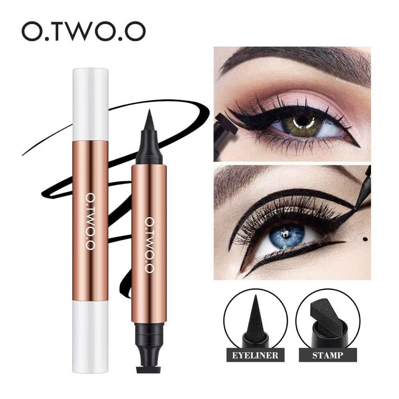 Jual O. two. o Stamp Eyeliner Black Double Head Waterproof Eyeliner
