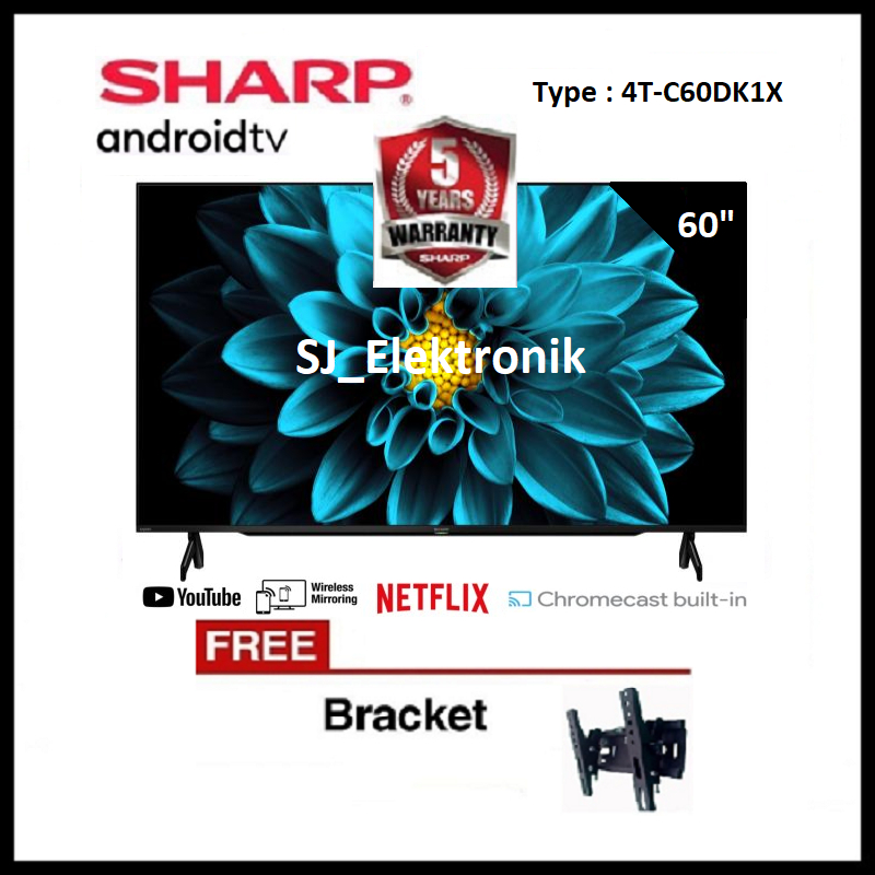 Jual Braket + LED TV Sharp 60 Inch 4T-C60DK1X / 60DK1X AndroidTV 11 UHD ...