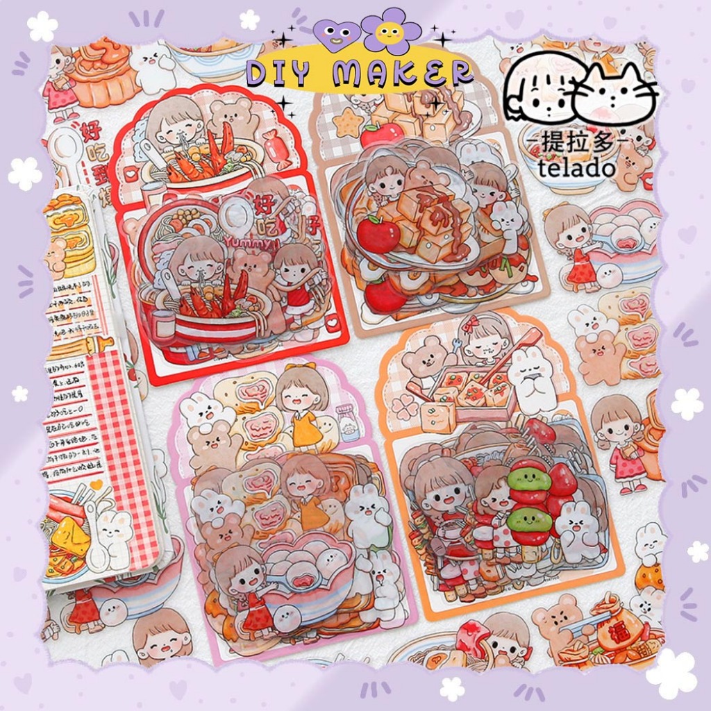 Jual DM Sticker Pack Abu Eat Eat Granules Food isi 28 Pcs CUTE CARTOON ...