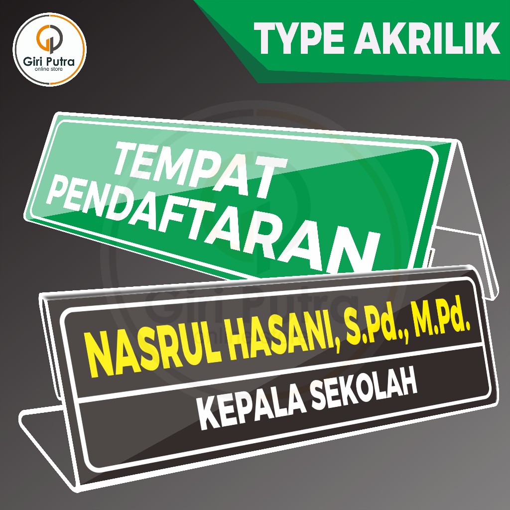 Jual AKRILIK / PAPAN NAMA MEJA AKRILIK / NAME TAG HOLDER TYPE V & L ...