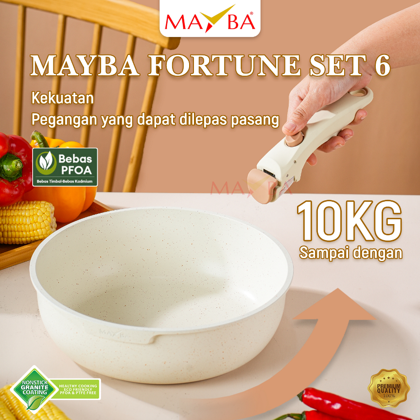 Jual MAYBA FORTUNE 6 PCS Peralatan Masak Dapat Dilepas Pegangan Anti ...