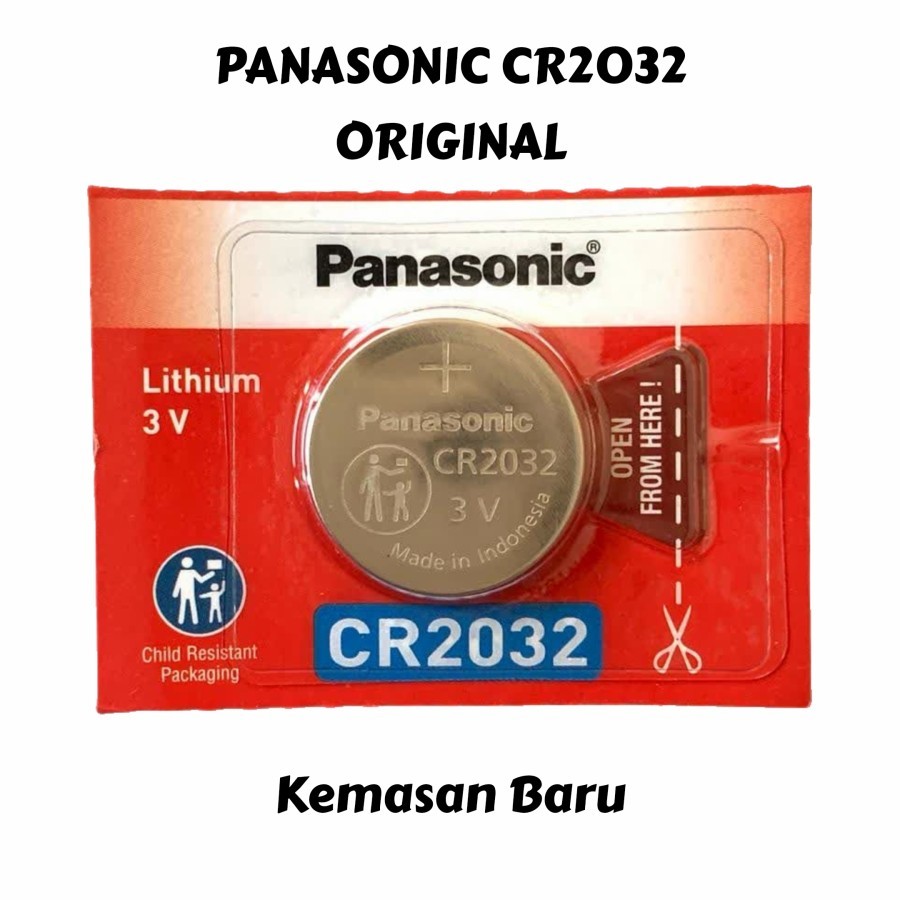 Jual Baterai kancing Panasonic CR2032 Original /CR 2032 Lithium Battery ...