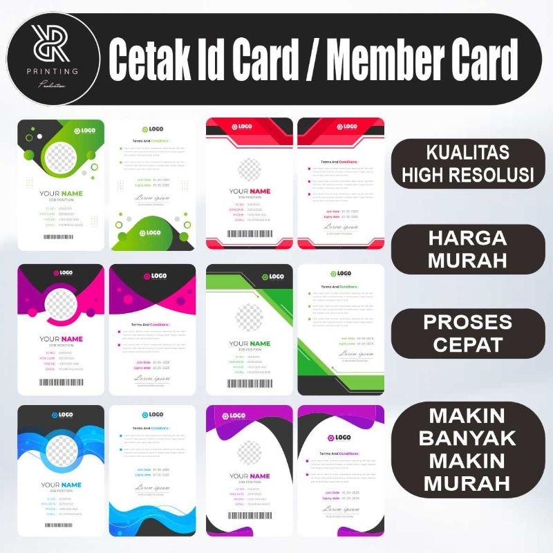 Jual Cetak Member Card/ID Card/Name Tag Full Color 2 Sisi | Shopee ...