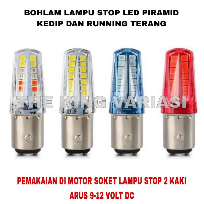Jual LAMPU STOP MOTOR PIRAMID LED KEDIP DAN RUNNING DC / LAMPU BELAKANG ...