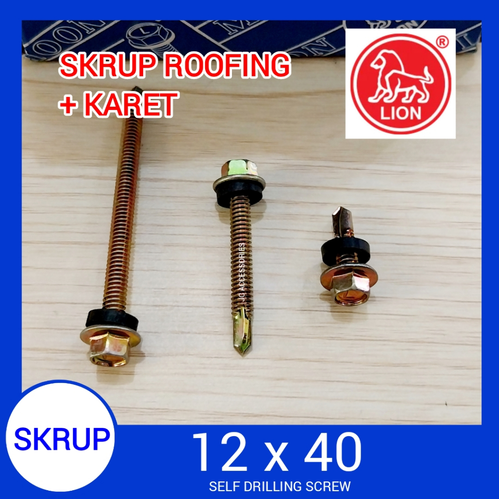 Jual SKRUP SEKRUP ROOFING M5X40 KUNING KARET 4 CM 12X40 MOON LION ASLI ...
