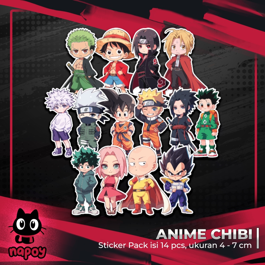 Jual Stiker Pack Besar Anime Chibi 14 Pcs Laptop Aksesoris Hp Anti Air