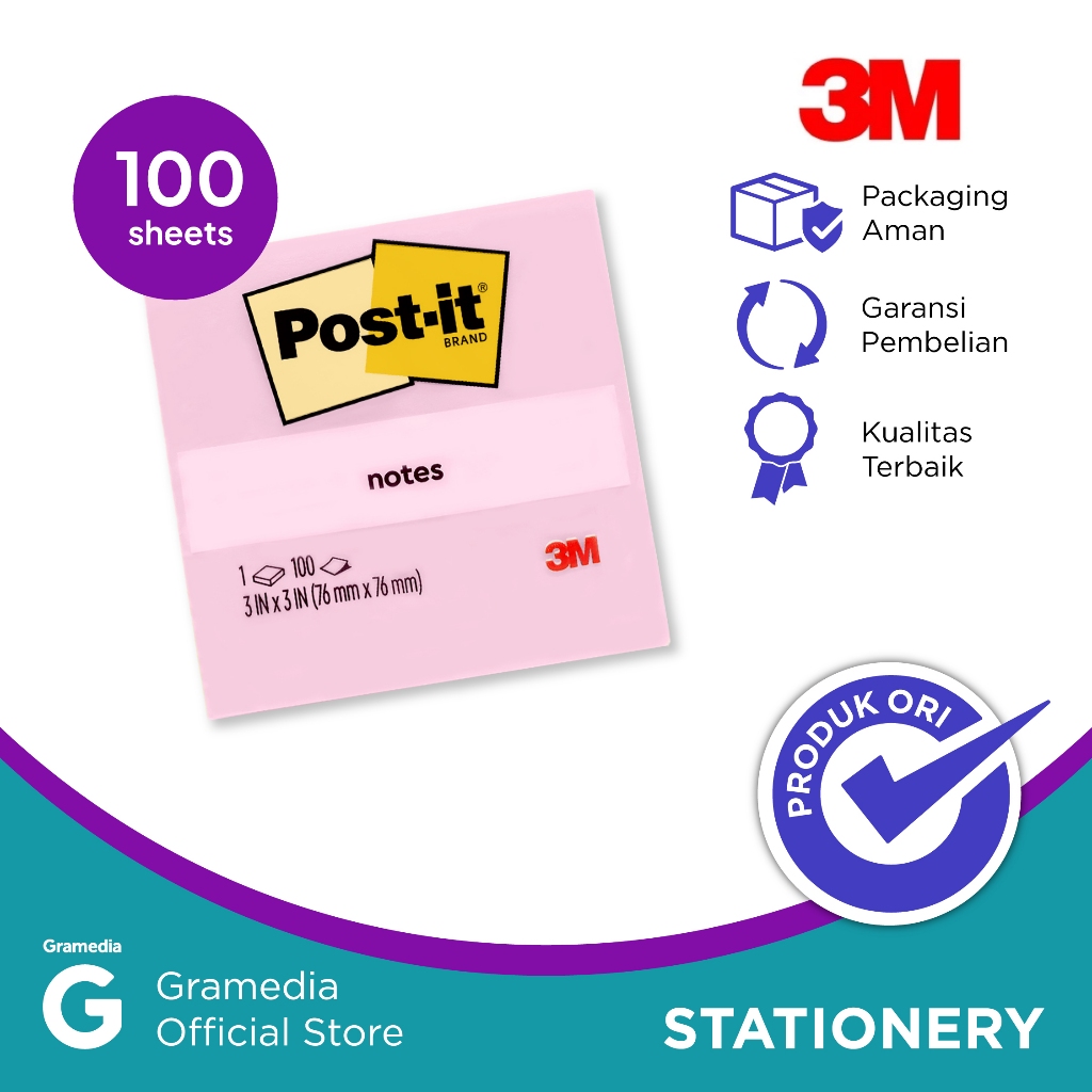 Jual 3M - Post It Sticky Note 654 Warna Millenial Pink | Shopee Indonesia