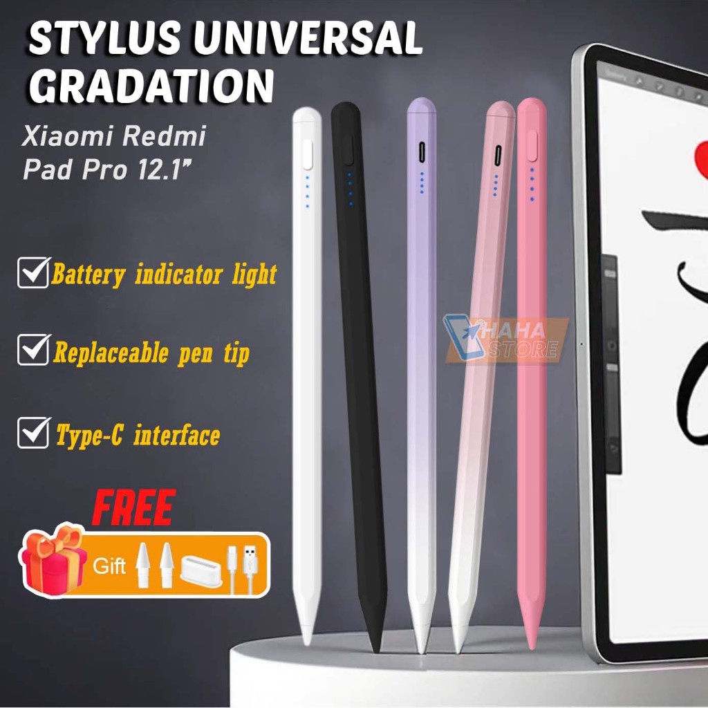 Stylus Pen Xiaomi Redmi Pad Pro inch 2024 Touch Gradasi Pensil  Universal Magnetic Gradient Colorfull Light Baterai Digital Pena Android  iOS
