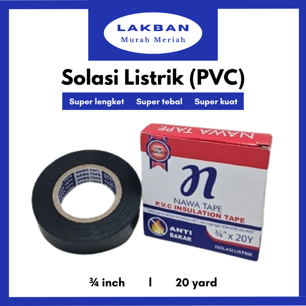 Jual [PCS] Solasi Listrik Hitam Merk Nawa PVC Tape Tahan Panas Anti Api ...