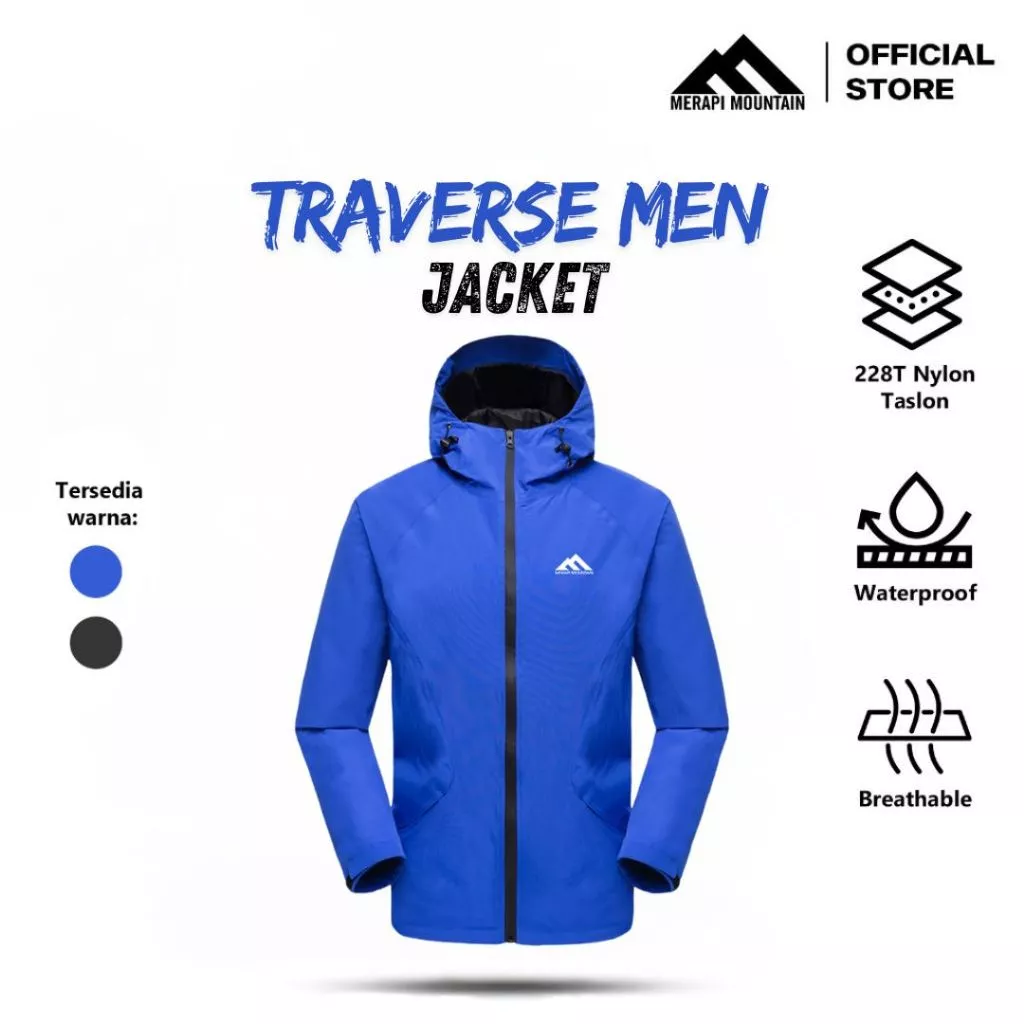 MERAPI MOUNTAIN Traverse Jaket Premium Size S - XXL Nylon Taslon Breathable Jacket Men Waterproof